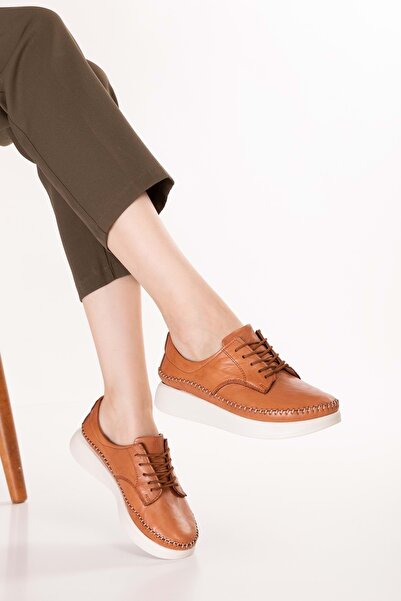 Gondol Genuine Leather Laser Perforated Comfortable Summer Shoes Ars.156 Tan