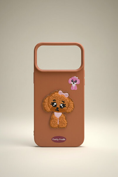 iPhone 17 Pro Max Compatible Kawaii Embroidered Cute Poodle Silicone Phone Case