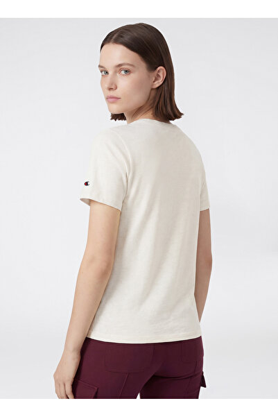 Champion 118382-EM005 SS Tee Krem Yuvarlak Slim Fit Kadın T-Shirt