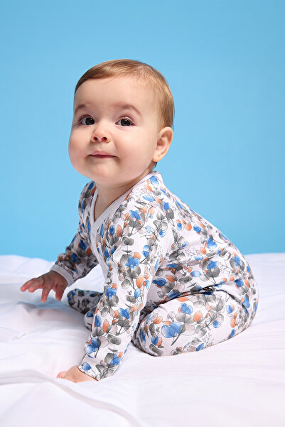 Kidyra 100% Cotton Snap Fastener Leaf Pattern Baby Romper