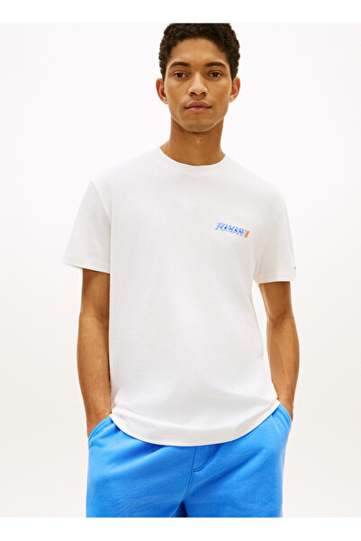 Tommy Jeans Ekru Erkek Regular Fit Baskılı T-Shirt DM0DM22547YBL Ekru T-Shirt
