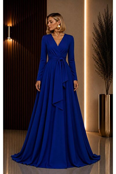SERAVENZA COUTURE Maxi Boy Double-Breasted Stylish Crepe Dress with Closed Be...