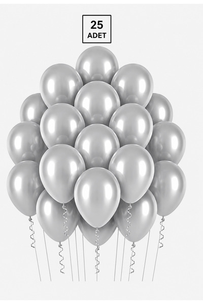 Balonsan Silver Metallic Color Balloon 25 Pieces