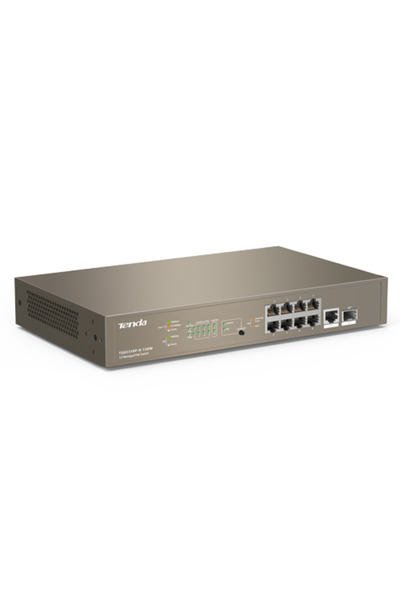 Tenda Switch cu 8 porturi PoE Gigabit, 1 port consolă, 1 port SFP Gigabit, ma...
