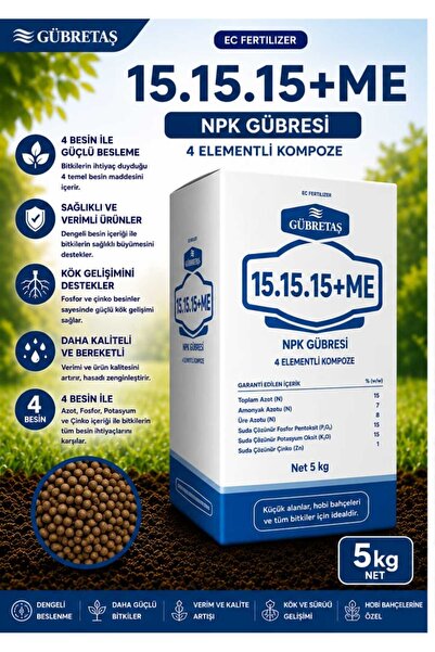 GÜBRETAŞ 15.15.15+ME - NPK Granül Gübre (5 Kg)