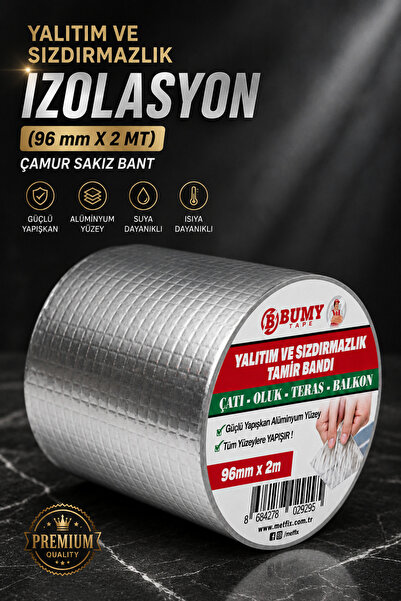 BUMY Çatı İzolasyon (96 mm X 2 MT) Su Sızdırmazlık Geçirmez Yalıtım Çamur Bor...