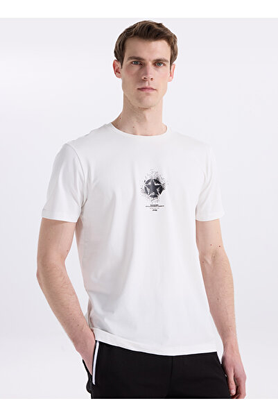 JEEP Kırık Beyaz Erkek Relaxed Baskılı T-Shirt J6SM-TST7800