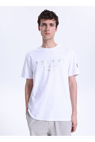 Discovery Expedition D6SM-TST3742 Beyaz Bisiklet Yaka Relaxed Fit Erkek T-Shirt
