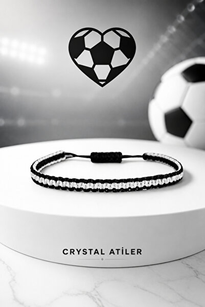 Crystal Atelier سوار مزين بالشراشيب باللونين الأسود والأبيض - سوار مكرامية - ...