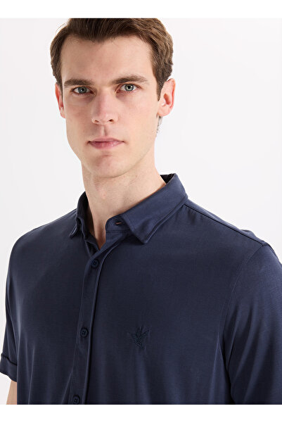 Fabrika Lacivert Erkek Slim Fit Gömlek F6SM-GML 2605