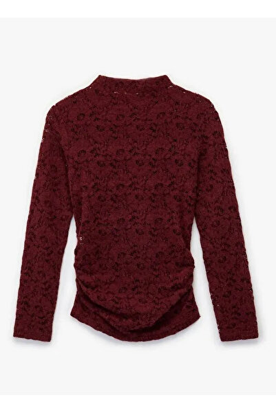 Koton Slim Fit Floral Dokulu Drapeli Dantel Bluz
