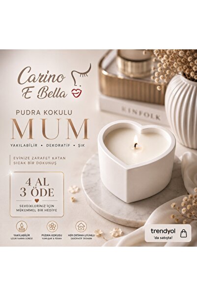 Carino E Bella Pudra Kokulu Beton Mum Hediyelik Dekoratif Kokulu Mum Özel Gün...