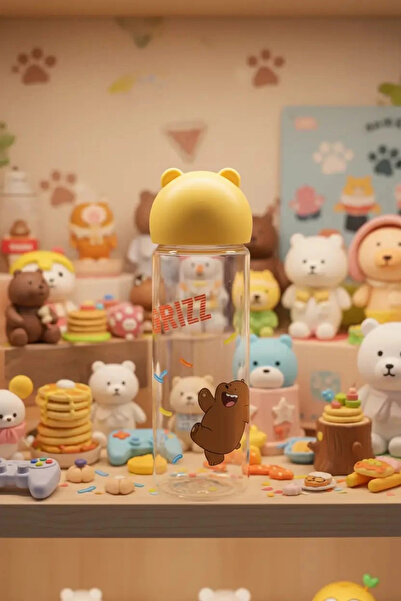 Miniso We Bare Bears Lisanslı Boz Ayı Figür Kapaklı Su Şişesi 500 ML