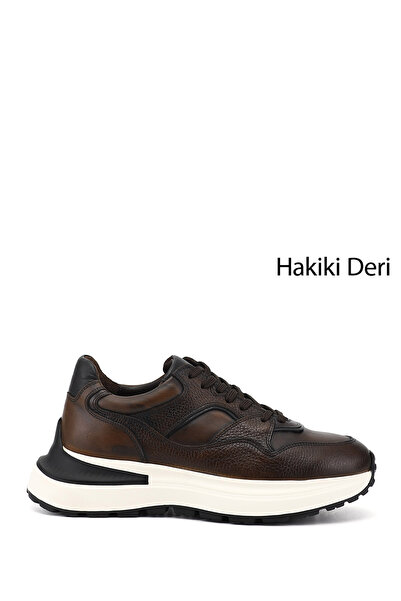 GÖNDERİ(R) Men's Brown Antique Lace-Up Genuine Leather Comfort Sneaker