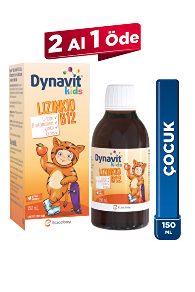 Dynavit Kids Lizinkid-B12 Şurup 150mL - Çocuk L-lizin Aminoasit Destek, B Vit...