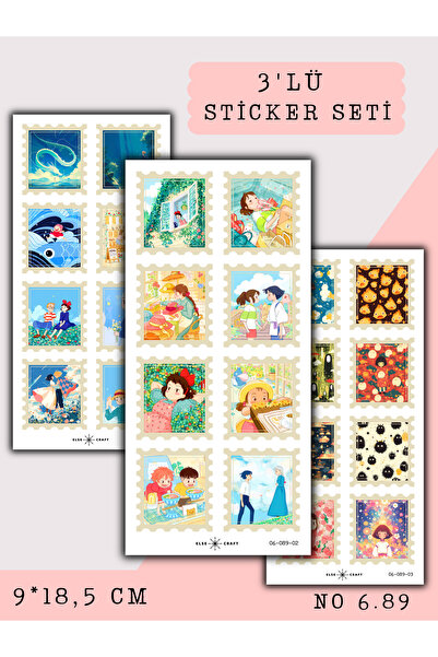 Else Craft 3'lü Studio Ghibli Pul Temalı Sticker 6.89 - Ajanda Planlayıcı Bul...