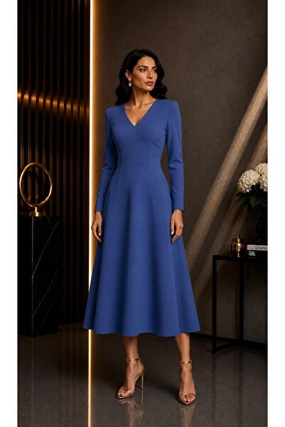 ALYEL NAKER Parlement Blue Midi Length Stylish Dress