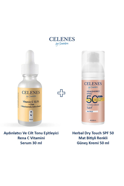 celenes by sweden Rena C Vitamini Serum 30 ml + Herbal Dry Touch SPF 50 Mat B...