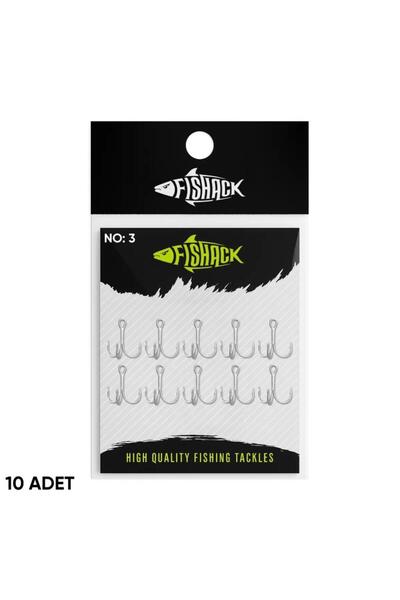 Fishack Üçlü İğne - Nikel Üçlü Kanca - 3210 - 10 Adet - No: 3