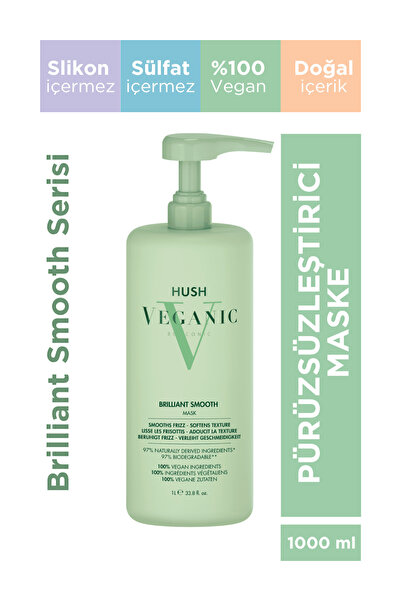 HUSH Veganic Brilliant Smooth Kabaran Saçlar İçin Pürüzsüzleştirici Maske 100...
