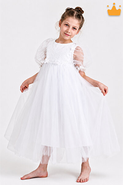 MİNİMONY Rochie de seara pentru fete, cu maneci bufante, pentru sarbatoare, b...