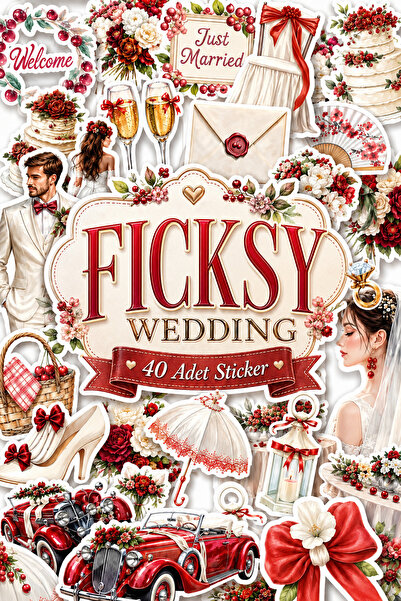 Ficksy مجموعة ملصقات زفاف صيفية - 40 قطعة ملصقًا