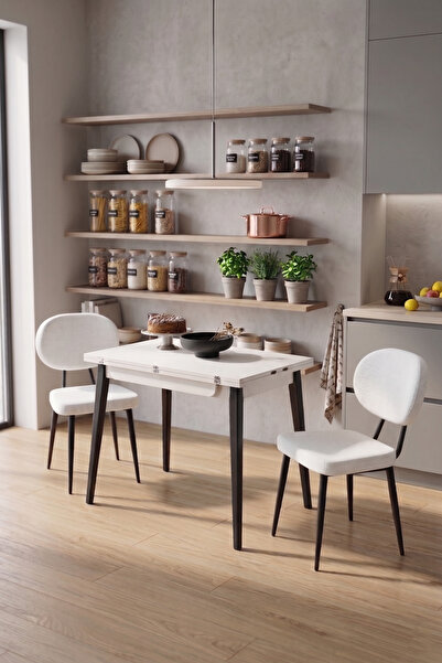 VİLİNZE Deniz Sandalye Avanos Ahşap MDF Mutfak Masası Takımı - 90x120 cm