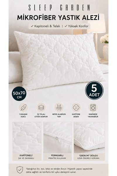 Sleep Garden Protector de pernă din microfibră cu husă 5 bucăți