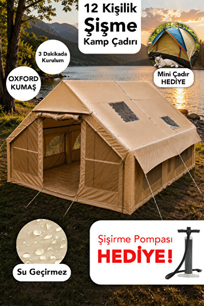 Fischer 12 Kişilik Şişme Çadır - Kolay Kurulum Kamp Plaj Su Geçirmez Outdoor ...