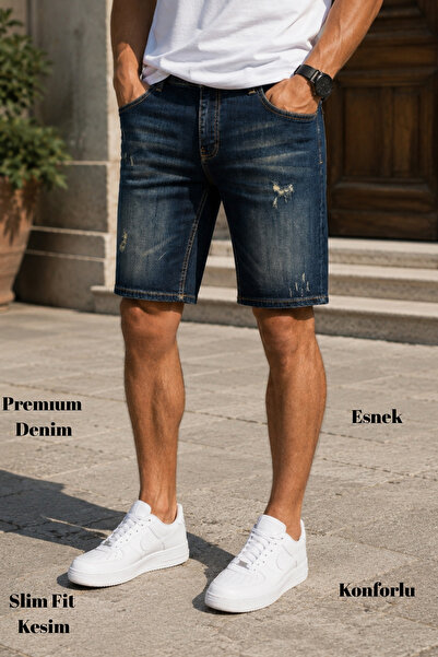 CEDY DENIM Slim Fit Jean κανονική μέση λεπτή εφαρμογή με σκισίματα λεπτομέρει...