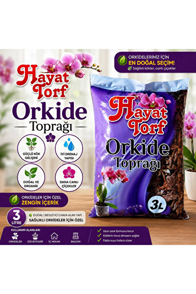 Hayat Torf Orkide Toprağı 3 Litre – Sağlıklı ve Canlı Orkideler İçin Özel Kar...
