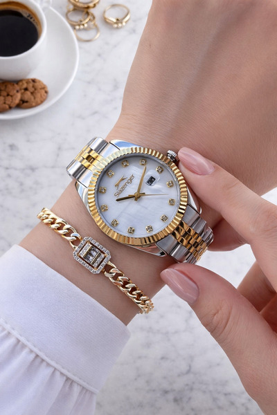 Slazenger سوار ساعة يد نسائية مقاومة للماء بطول 50 متر من الفولاذ Bsl.09.2258...