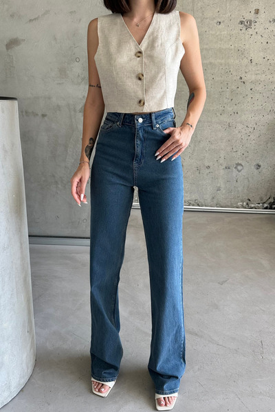 XRAY JEANS Жіночі брюки з високою талією та широкими штанинами, сині джинсові