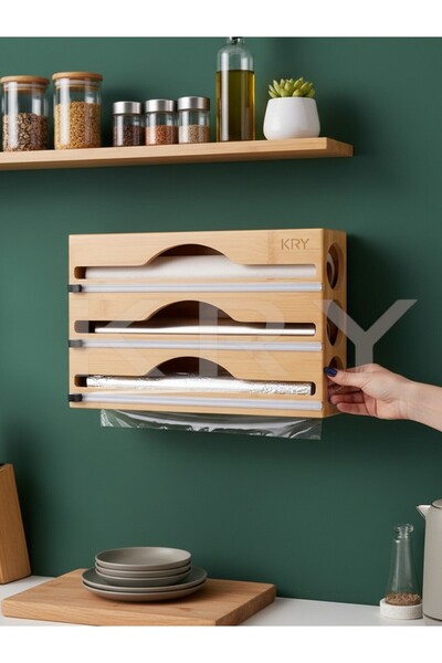 KRY Stretch Foil Cutting Box with Bamboo Shelf – Kitchen Organizer