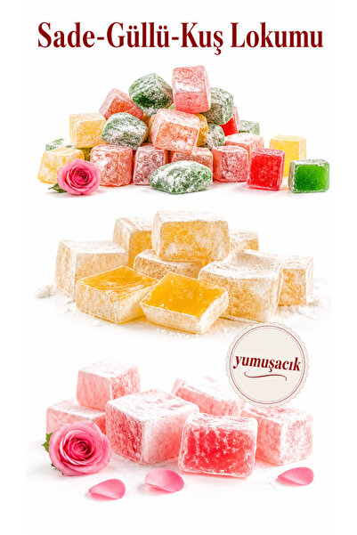 Şener 3 kg Plain & Rose & Bird Mixed Turkish Delight