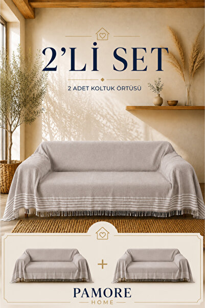 Miracolo Home غطاء أريكة أريكة سرير من القطن بطول 310 سم مع تصميم أمامي مهدب ...