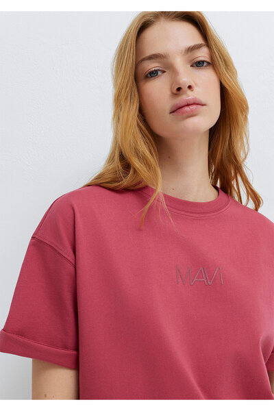 Mavi Logo Printed Pink T-Shirt Loose Fit / Comfortable Fit 1613884-70398