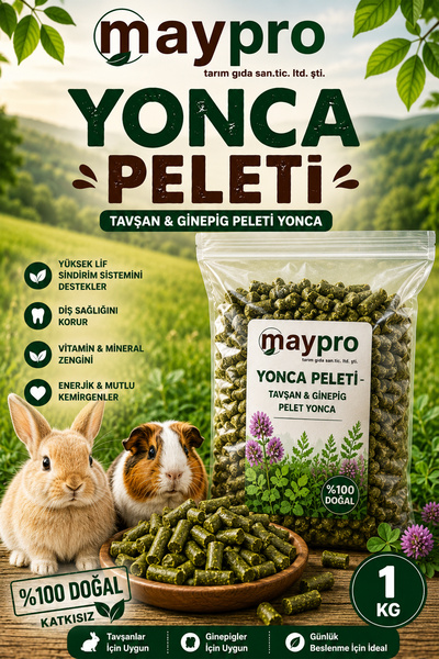 MayPro Tarım Yonca Peleti Tavşan Ginepig Pelet Yonca 1 kg