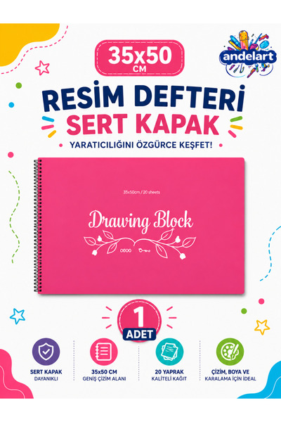andelart Eco Spiralli Resim Defteri 35x50 25 Yaprak 1 Adet