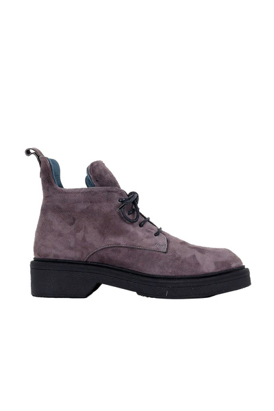 Bueno Shoes Cizme plate de damă din piele intoarsa gri 01wm3207