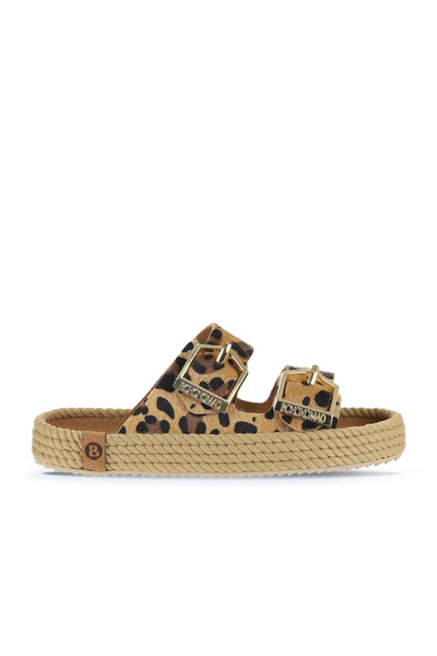 Bueno Shoes Papuci de damă Sydney din piele leopard cu cataramă - 24sydney