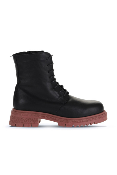 Bueno Shoes Cizme cu toc pentru femei din piele neagră roz 01wz1405