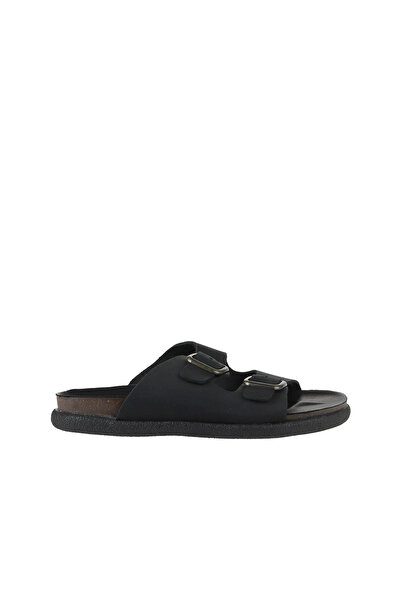 Bueno Shoes Μαύρες γυναικείες φλατ παντόφλες Nubuck 01ws11001