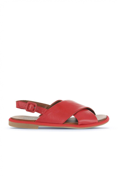 Bueno Shoes Sandale plate de damă din piele roșie 01wa3600