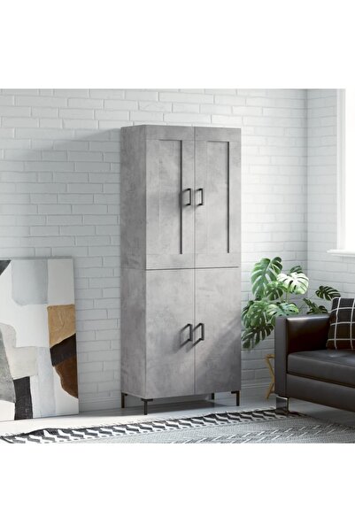 Concept Dulap înalt, gri beton, 69,5x34x180, lemn compozit