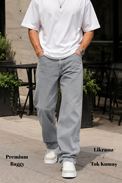 CEDY DENIM Erkek Yüksek Kalite Baggy Fit Jean Yüksek Bel Bol Kesim Kot Pantol...