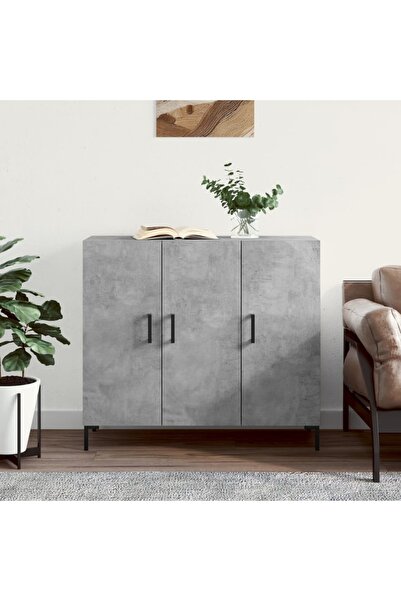 Concept Servantă, gri beton, 90x34x80 cm, lemn compozit