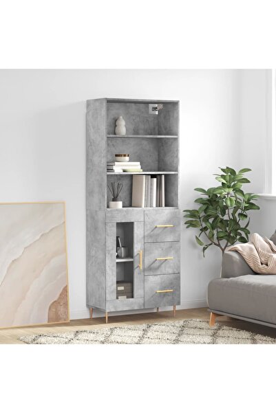 Concept Dulap înalt, gri beton, 69,5x34x180, lemn compozit