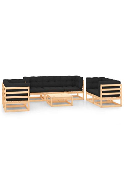 Concept Set mobilier de grădină cu perne, 8 piese, lemn masiv pin
