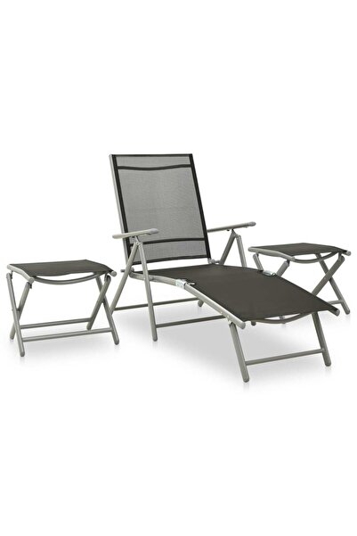 Concept Set mobilier de grădină, 3 piese, argintiu textilenă & aluminiu